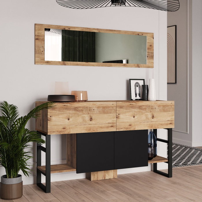 Hanah Home Ml26-A Consola Pino Atlántico Moderna Industrial 139x83.6x43.3 cm